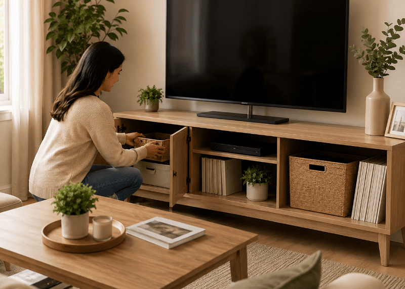 How a Wood Entertainment Center Helps Organize Your Living Room