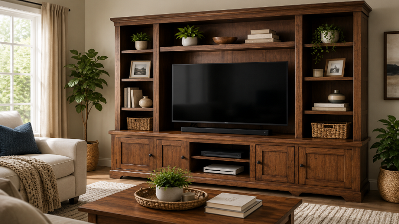 How a Wood Entertainment Center Helps Organize Your Living Room